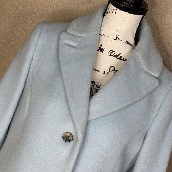 Talbots Coat Womens 8P Light Blue Wool Single Breasted Lapel Italian Fabric - Picture 14 of 15
